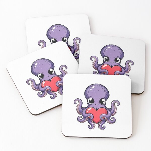 Item preview, Cute Purple Octopus Holding Heart Valentine Sticker designed and sold by SassyArtistry.