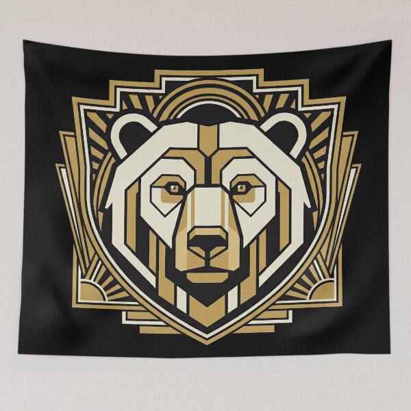 Item preview, Modern Heraldry Bear Crest – Geometric Art Deco Animal Emblem designed and sold by SavinMercantile.
