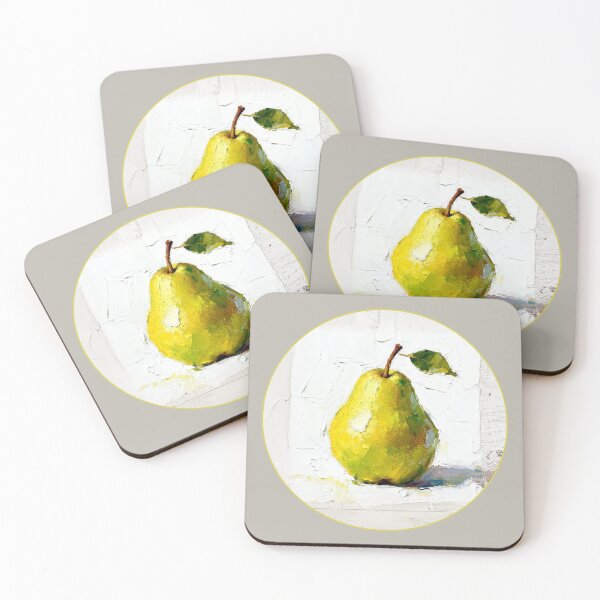Item preview, Abstract Yellow Green Pear Acrylic Painting Still Life  designed and sold by TackyTime.
