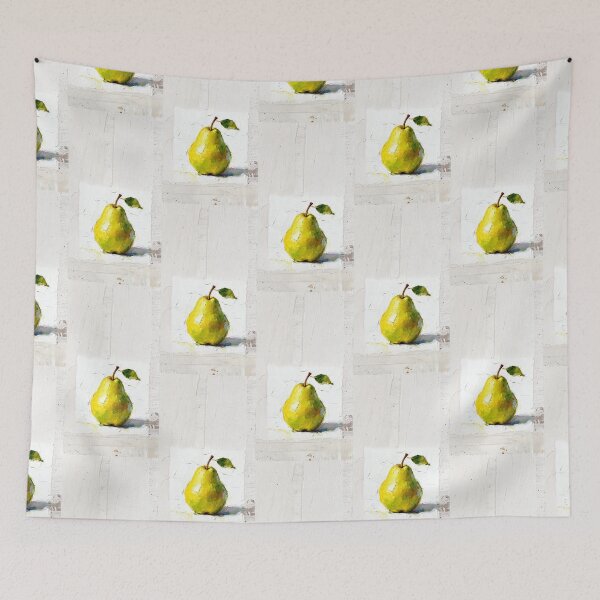 Item preview, Abstract Yellow Green Pear Acrylic Painting Still Life  designed and sold by TackyTime.
