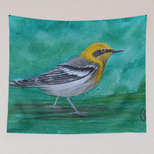 Item preview, Olive warbler in the pine forest  designed and sold by Matt Starr Fine Art .