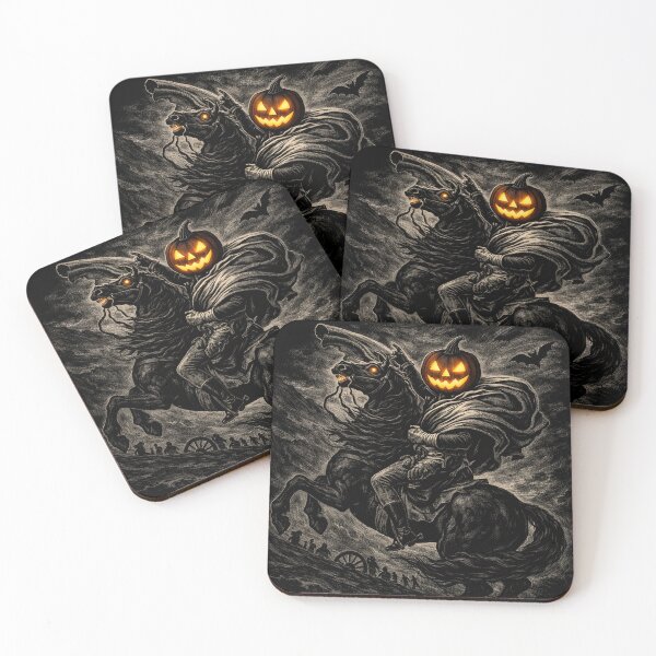 Item preview, Headless Horseman Scratchboard Night Charge Illustration — Dramatic Halloween Dark Art designed and sold by TheHorsemanRidesAgain.