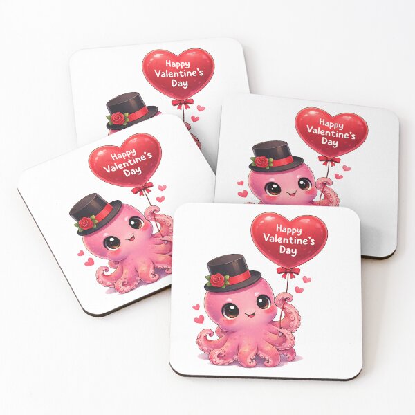 Item preview, Happy Valentines Day , Cute octopus with Hat, Heart balloon designed and sold by subarashii11.