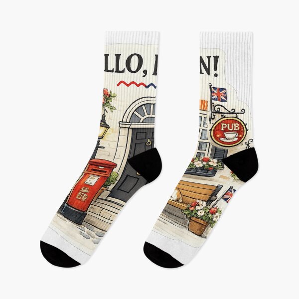 Item preview, Hello, London! Cozy British Street Illustration designed and sold by StrayaDesign.