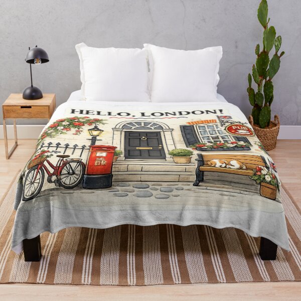 Item preview, Hello, London! Cozy British Street Illustration designed and sold by StrayaDesign.