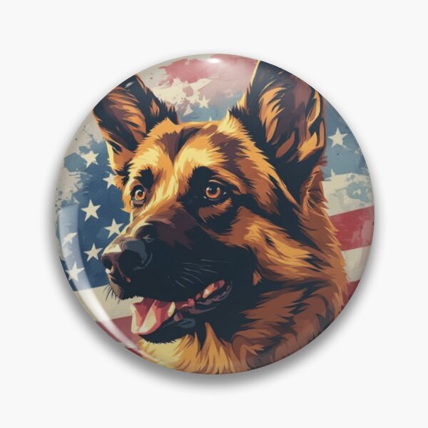Item preview, K9 Police Officer German Shepherd With American Flag designed and sold by Rusty Pine.