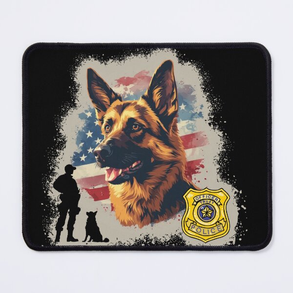 Item preview, K9 Police Officer German Shepherd With American Flag designed and sold by Rusty Pine.