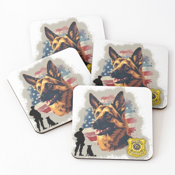 Item preview, K9 Police Officer German Shepherd With American Flag designed and sold by Rusty Pine.