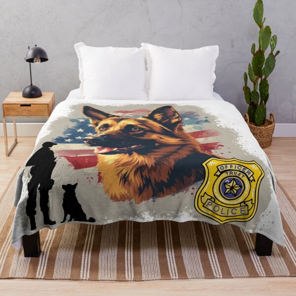 Item preview, K9 Police Officer German Shepherd With American Flag designed and sold by Rusty Pine.