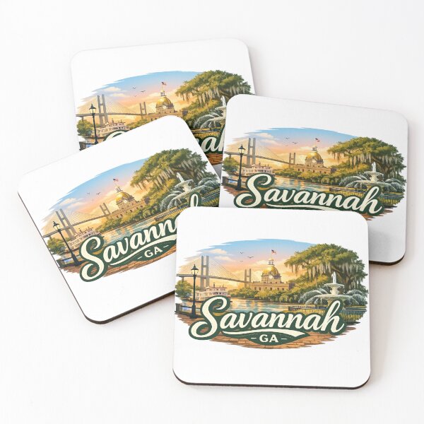 Item preview, Savannah Georgia Vintage Cityscape PNG | Southern Landmark Travel Design designed and sold by Stilll Waters Studio.