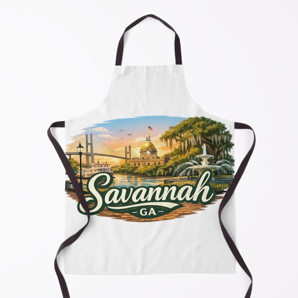 Item preview, Savannah Georgia Vintage Cityscape PNG | Southern Landmark Travel Design designed and sold by Stilll Waters Studio.