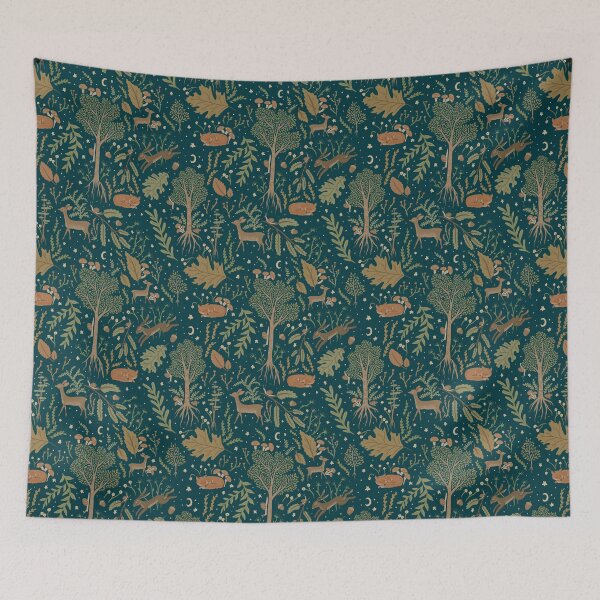 Item preview, Stary sky forest pattern - Colour Deep Aqua designed and sold by -Lily-Anne-.