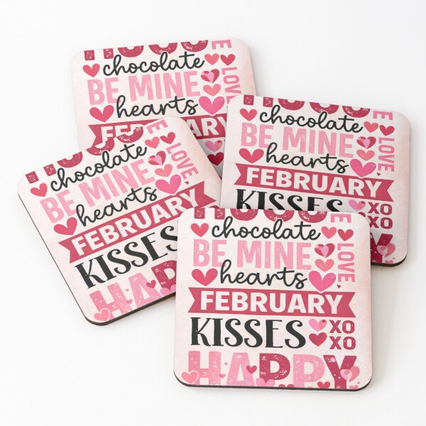 Item preview, Hugs, Chocolate, Be Mine & Kisses – Cute Valentine’s Day Typography Design designed and sold by VibeVauilt.