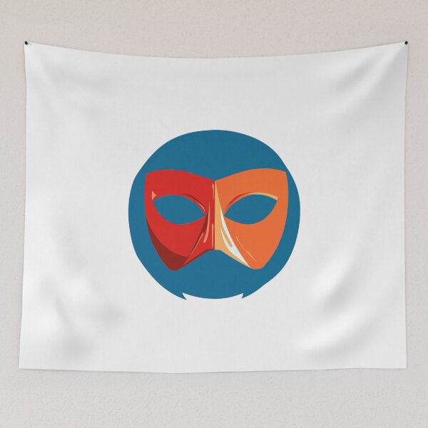 Item preview, Colorful Carnival Mask On Bold Blue Background designed and sold by FWLKIT.