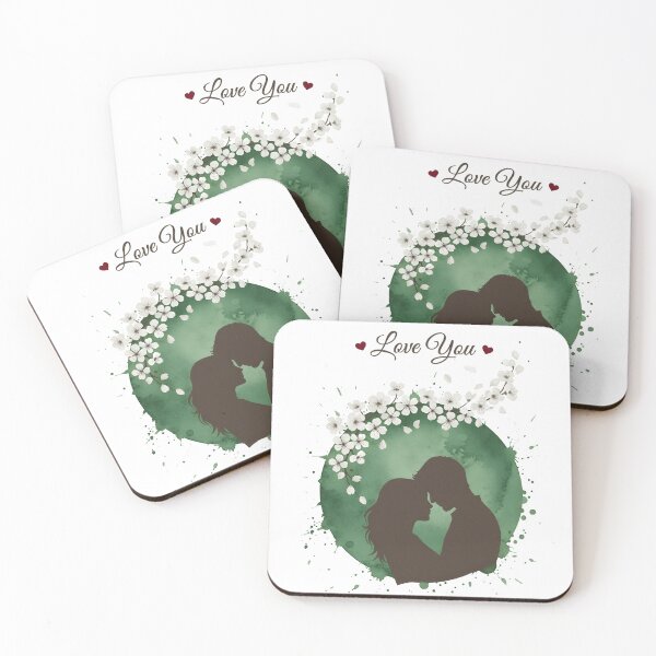Item preview, Love You Botanical Green Watercolor Couple Silhouette Art designed and sold by MANA-Goods.