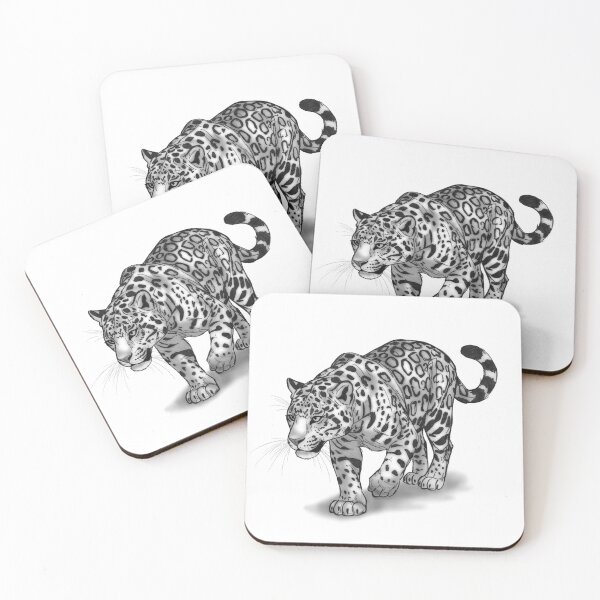 Item preview, Black and White Jaguar Art - Minimalist Big Cat Illustration - Wildlife Conservation Fundraiser designed and sold by therealkbyers.