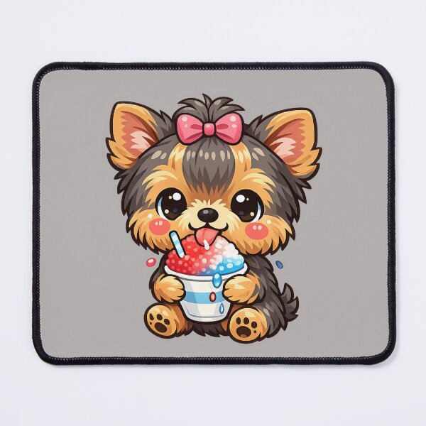 Item preview, Yorkie Eating a Snow Cone – Cute Summer Dog Design for Yorkshire Terrier Lovers designed and sold by ParfaitPrints.