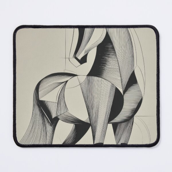 Item preview, Abstract Geometric Shire Horse Line Art Black and Ivory Pattern designed and sold by dawnleblanc55.