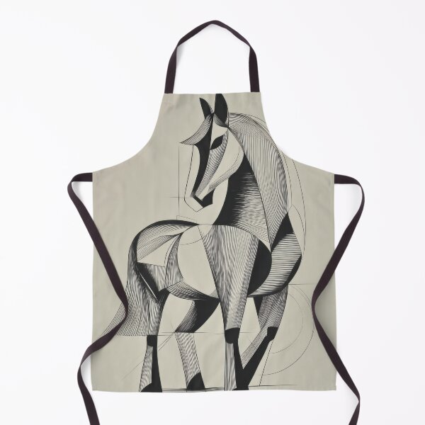 Artikelvorschau, Abstraktes geometrisches Shire-Horse-Linienbildmuster in Schwarz und Elfenbein entworfen und verkauft von dawnleblanc55.
