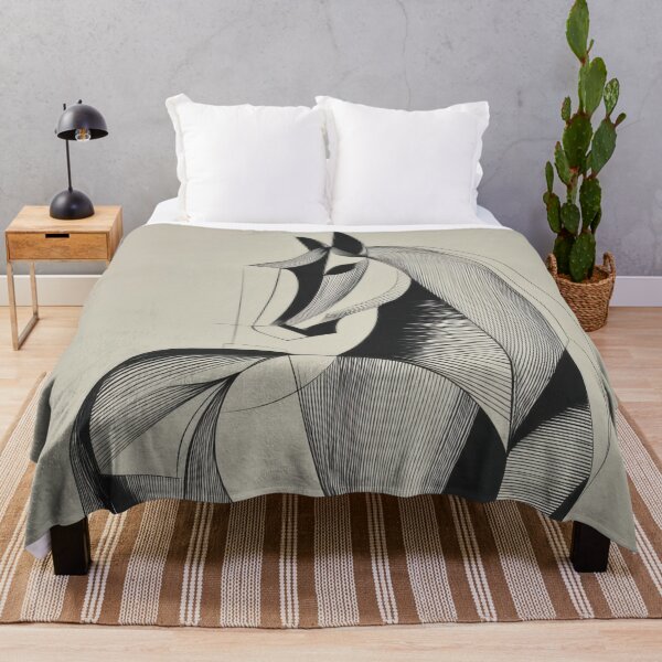 Item preview, Abstract Geometric Shire Horse Line Art Black and Ivory Pattern designed and sold by dawnleblanc55.
