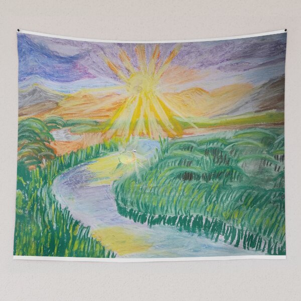 Item preview, Sun Over Landscape With River designed and sold by pinkyjainpan.