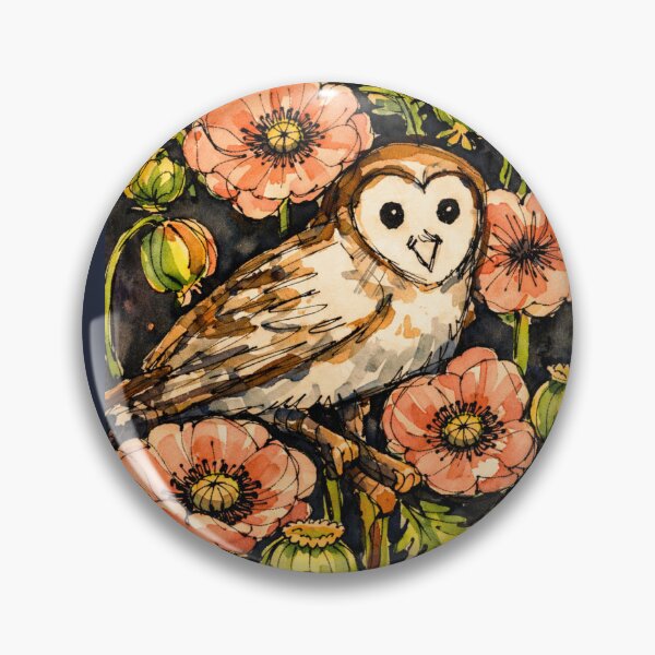 Item preview, Barn Owl and Poppies Watercolor Illustration designed and sold by Pickled Poppies .
