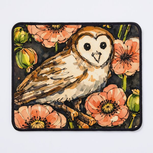Item preview, Barn Owl and Poppies Watercolor Illustration designed and sold by Pickled Poppies .