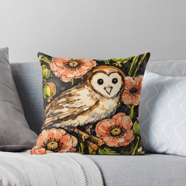 Item preview, Barn Owl and Poppies Watercolor Illustration designed and sold by Pickled Poppies .
