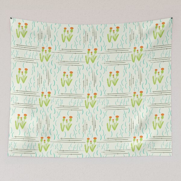 Item preview, Morning Stroll Orange Flower Bud Sticks and Swirls designed and sold by HydrangeaDelMar.