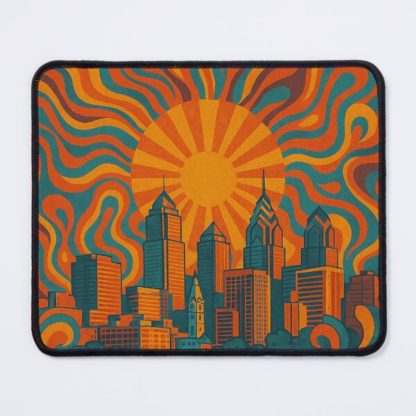 Item preview, Trippy Psychedelic Poster of Philadelphia | Neon Liberty Dream | Surreal City of Brotherly Love Art designed and sold by PaintedPixels01.