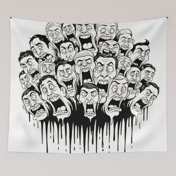 Item preview, Crowd of Screaming Faces – Dark Surreal Expression Art Illustration designed and sold by mitdz shop.