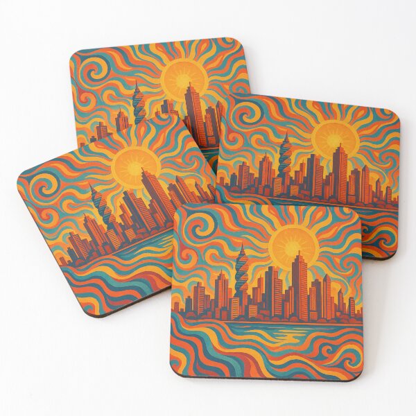 Item preview, Trippy Psychedelic Poster of Panama City | Neon Canal Dream | Surreal Tropical Metropolis Art designed and sold by PaintedPixels01.