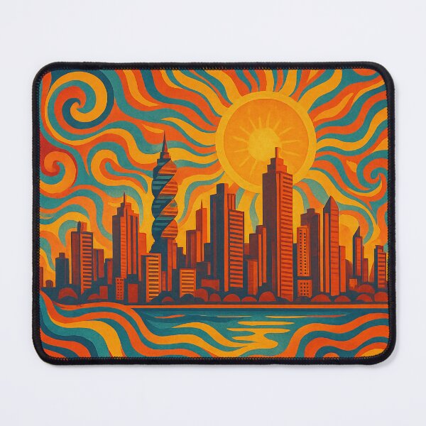 Item preview, Trippy Psychedelic Poster of Panama City | Neon Canal Dream | Surreal Tropical Metropolis Art designed and sold by PaintedPixels01.