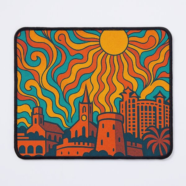 Item preview, Trippy Psychedelic Poster of Nassau | Neon Island Dream | Surreal Caribbean Capital Art designed and sold by PaintedPixels01.