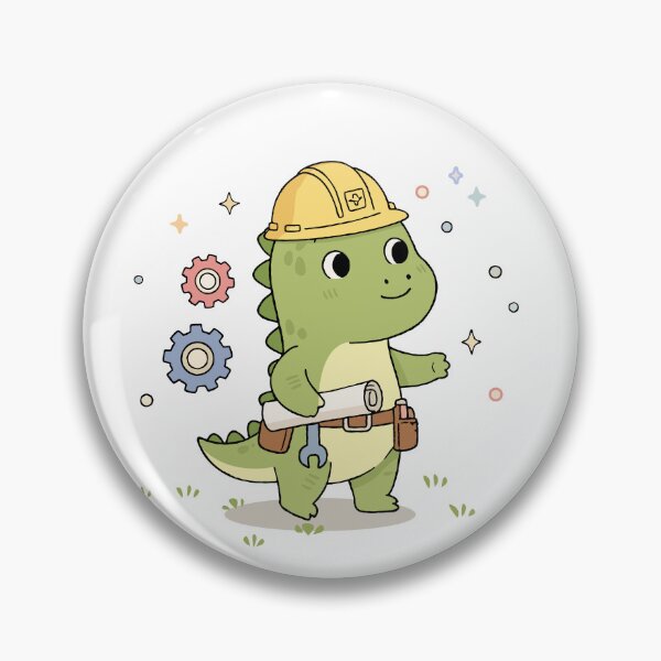 Item preview, Engineer Dino Cute Kids Construction Cartoon Illustration designed and sold by MeeraArts&Crafts.