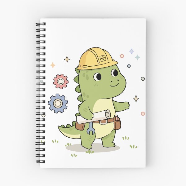 Item preview, Engineer Dino Cute Kids Construction Cartoon Illustration designed and sold by MeeraArts&Crafts.