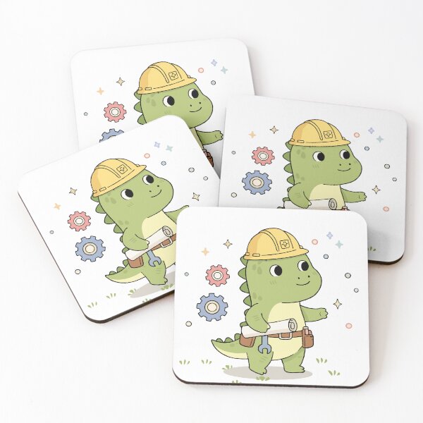 Item preview, Engineer Dino Cute Kids Construction Cartoon Illustration designed and sold by MeeraArts&Crafts.