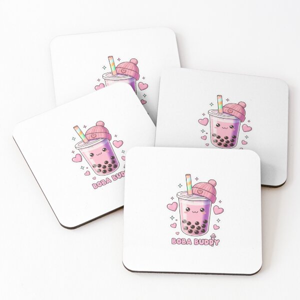 Item preview, Kawaii Pink Boba Buddy Tea Sticker designed and sold by Modavedrake.