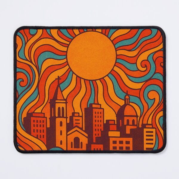 Item preview, Trippy Psychedelic Poster of Mendoza | Neon Andean Wine Country | Surreal Argentine City Art designed and sold by PaintedPixels01.