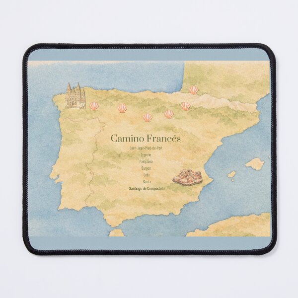 Item preview, Map Camino Frances to Santiago de Compostela with Watercolor Art designed and sold by Studio Pico.