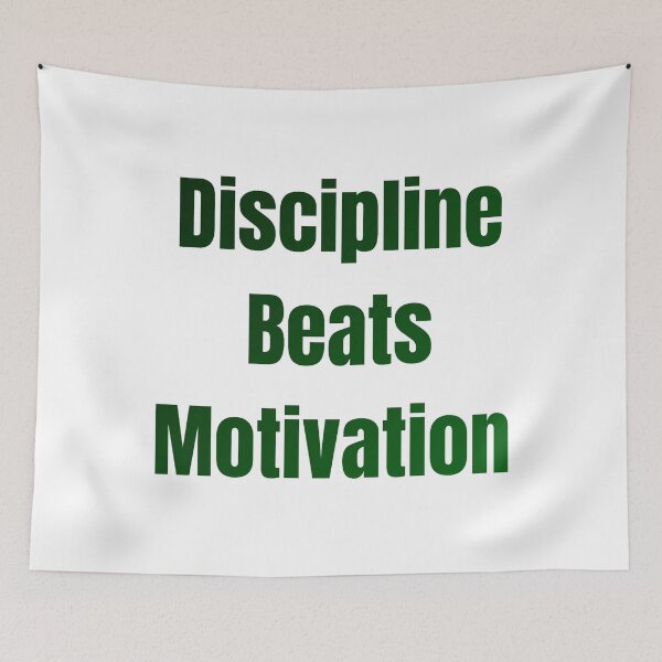 Item preview, Discipline Beats Motivation – Gym Quote designed and sold by FitAuraStudio.