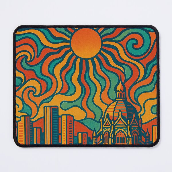 Item preview, Trippy Psychedelic Poster of Medellín | Neon Mountain Metropolis | Surreal Colombian City Art designed and sold by PaintedPixels01.