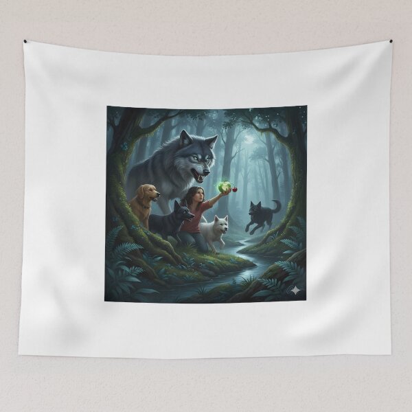 Item preview, Mystic Wolf Guardian & The Magic Apple.  designed and sold by GoldZodiacVibe.