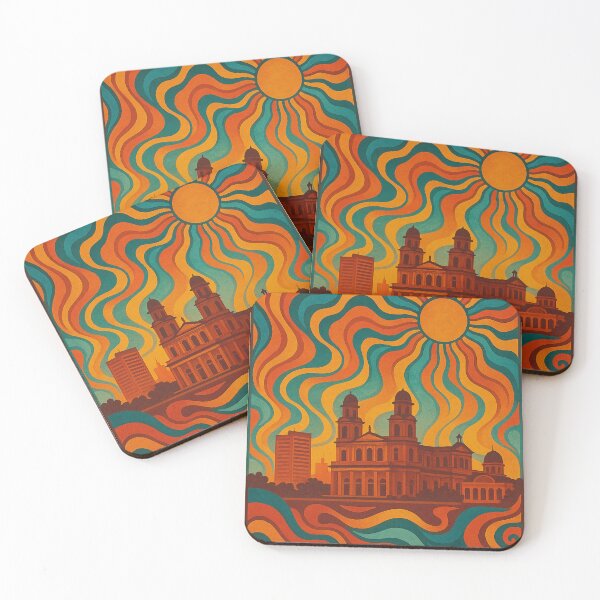 Item preview, Trippy Psychedelic Poster of Managua | Neon Lake & Volcano Vision | Surreal Nicaraguan Capital Art designed and sold by PaintedPixels01.