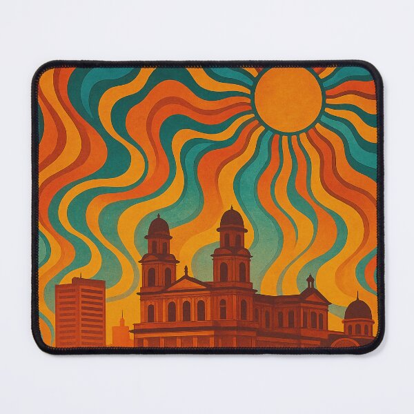 Item preview, Trippy Psychedelic Poster of Managua | Neon Lake & Volcano Vision | Surreal Nicaraguan Capital Art designed and sold by PaintedPixels01.