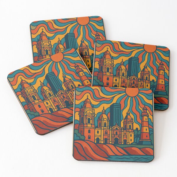 Item preview, Trippy Psychedelic Poster of Lima | Neon Coastal Metropolis | Surreal Peruvian Capital Art designed and sold by PaintedPixels01.