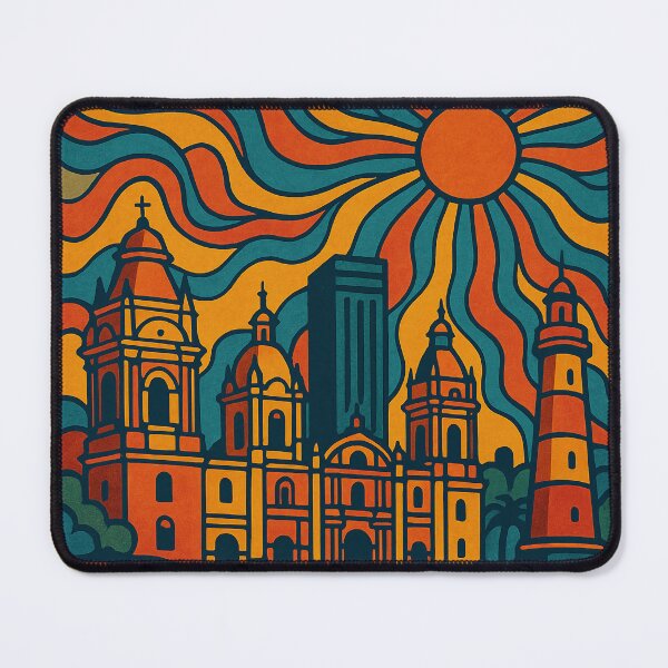 Item preview, Trippy Psychedelic Poster of Lima | Neon Coastal Metropolis | Surreal Peruvian Capital Art designed and sold by PaintedPixels01.