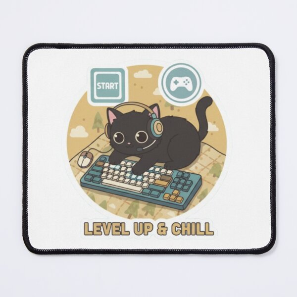 Item preview, Gamer Cat Illustration - Cute Cat on Keyboard Art designed and sold by Hearts House.