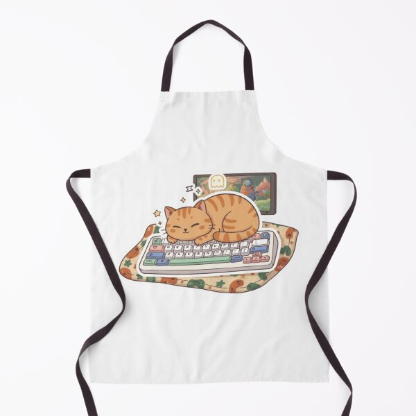 Item preview, Gamer Cat on Keyboard with Phone - Cute Cat Illustration designed and sold by Hearts House.