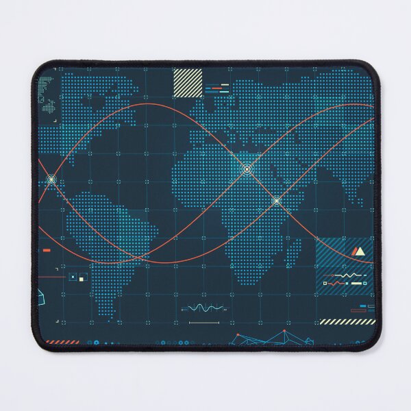 Item preview, warfare tech or military technology, graphic of dotted world map HUD with radar interface designed and sold by NiamLab.